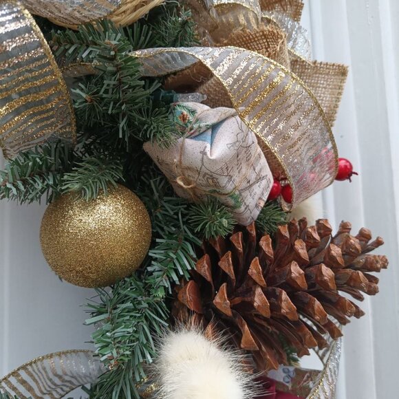 Rustic-glam, handmade 29 in multi-color Christmas wreath! - Picture 3 of 6